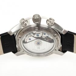 Junghans Ambassador SS Leather Chronograph Black Mens Wristwatch 42.5 MM