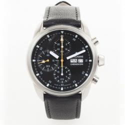 Junghans Ambassador SS Leather Chronograph Black Mens Wristwatch 42.5 MM