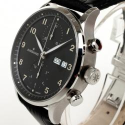 Junghans Arthur Attaché SS Leather Chronograph Mens Wristwatch 40 MM
