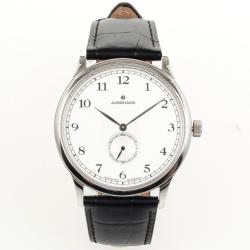 Junghans White SS Leather Mens Wristwatch 40 MM