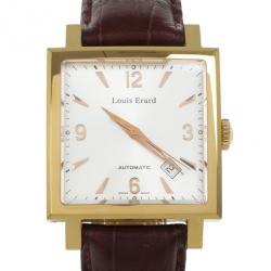 Louis Erard La Carree Automatic Watch, Silver Dial With Leather Strap