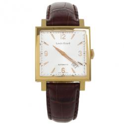 Pre Owned Louis Erard La Carree Classique Rare Square Stainless Steel Leather Automatic Mens Wristwatch 34 MM