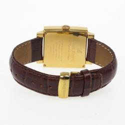 Pre Owned Louis Erard La Carree Classique Rare Square Stainless Steel Leather Automatic Mens Wristwatch 34 MM