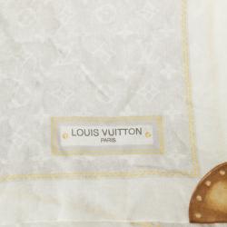 Pre Owned Louis Vuitton White Monogram Square Scarf