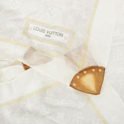 Pre Owned Louis Vuitton White Monogram Square Scarf