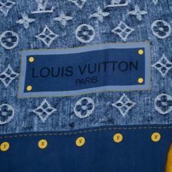 Pre Owned Louis Vuitton Blue Monogram Denim Square Scarf
