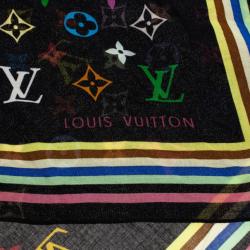 مملوكة مسبقًا Louis Vuitton Black Monogram Multicolor Square Scarf