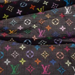 مملوكة مسبقًا Louis Vuitton Black Monogram Multicolor Square Scarf