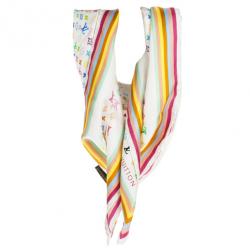 مملوكة مسبقًا Louis Vuitton White Monogram Multicolor Square Scarf