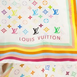 مملوكة مسبقًا Louis Vuitton White Monogram Multicolor Square Scarf