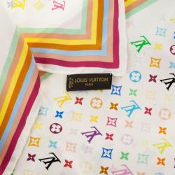 مملوكة مسبقًا Louis Vuitton White Monogram Multicolor Square Scarf