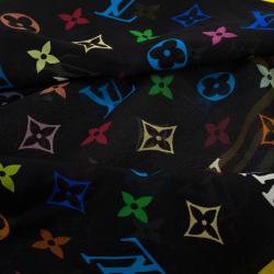Pre Owned Louis Vuitton Black Monogram Multicolore Silk Square Scarf