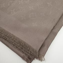 Pre Owned Louis Vuitton Silk & Wool Monogram Shawl