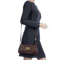 Louis Vuitton Eva Clutch Damier Ebene Canvas with Shoulder Strap