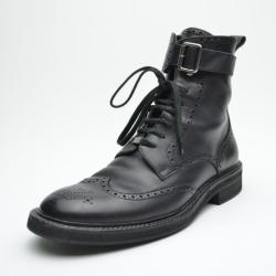 Pre Owned Louis Vuitton Black Leather Combat Boots Size 43