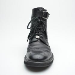 Pre Owned Louis Vuitton Black Leather Combat Boots Size 43