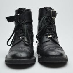 Pre Owned Louis Vuitton Black Leather Combat Boots Size 43