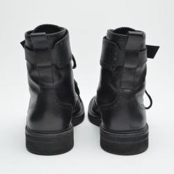 Pre Owned Louis Vuitton Black Leather Combat Boots Size 43