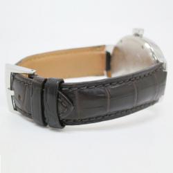 Louis Vuitton Tambour GMT SS Leather Mens Wristwatch 38 MM