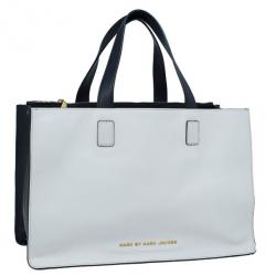 مملوكة مسبقًا Marc by Marc Jacobs White and Black Leather Tote
