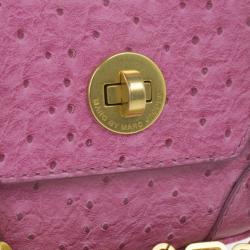 Pre Owned Marc by Marc Jacobs Pink Faux Ostrich Perfect Purse