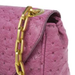 Pre Owned Marc by Marc Jacobs Pink Faux Ostrich Perfect Purse