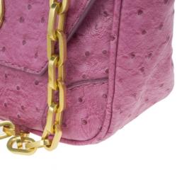 Pre Owned Marc by Marc Jacobs Pink Faux Ostrich Perfect Purse