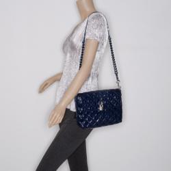 Pre Owned Marc Jacobs Blue Patent Quilted Single Flap Shoulder Bag