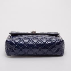 Pre Owned Marc Jacobs Blue Patent Quilted Single Flap Shoulder Bag