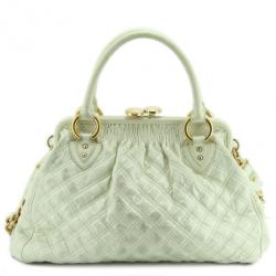 Pre Owned Marc Jacobs White Quilted Leather Stam Bag