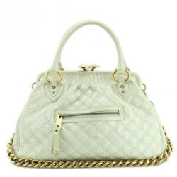 Pre Owned Marc Jacobs White Quilted Leather Stam Bag