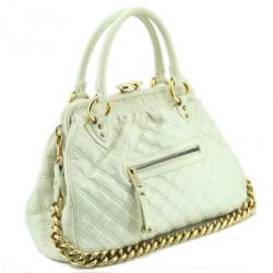 Pre Owned Marc Jacobs White Quilted Leather Stam Bag