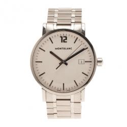 Pre Owned Montblanc White Stainless Steel Star Classique Date Men's Wristwatch 38MM