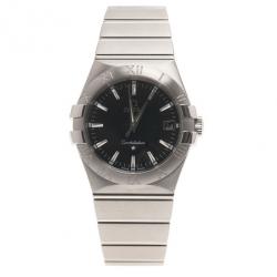 Pre Owned Omega Black Stainless Steel Constellation Men's Wristwatch 36MM
