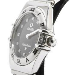 Pre Owned Omega Black Stainless Steel Constellation Women's Wristwatch 22MM