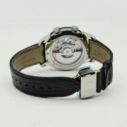 Perrelet Cream Stainless Steel Leather Alarm Round Mens Watch 42 MM