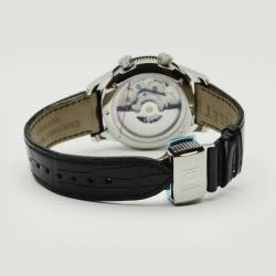 Perrelet Cream Stainless Steel Leather Alarm Round Mens Watch 42 MM