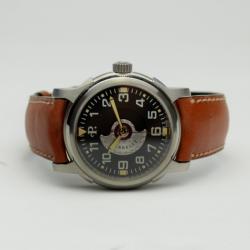 Perrelet Brown Leather Air Zermatt Black & Silver Mens Wristwatch