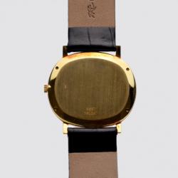 Pre Owned Piaget Damier MOP 18 K Yellow Gold Leather Womens Wristwatch 34 MM