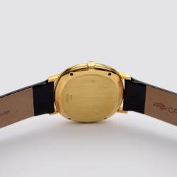 Pre Owned Piaget Damier MOP 18 K Yellow Gold Leather Womens Wristwatch 34 MM