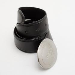 Pre Owned Prada Black Leather Saffiano Belt