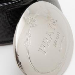 Pre Owned Prada Black Leather Saffiano Belt