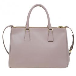 Pre Owned Prada Pink Saffiano Lux Double Zip Tote