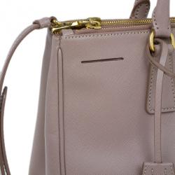 Pre Owned Prada Pink Saffiano Lux Double Zip Tote