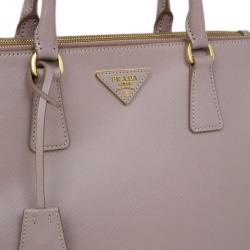 Pre Owned Prada Pink Saffiano Lux Double Zip Tote