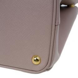 Pre Owned Prada Pink Saffiano Lux Double Zip Tote