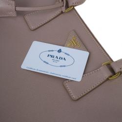 Pre Owned Prada Pink Saffiano Lux Double Zip Tote