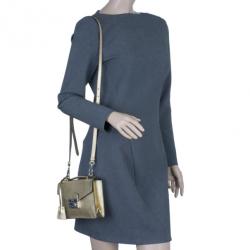 مملوكة مسبقًا Prada Gold Saffiano Leather Mini Flap Crossbody Bag