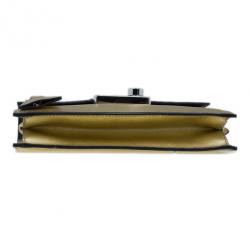 مملوكة مسبقًا Prada Gold Saffiano Leather Mini Flap Crossbody Bag