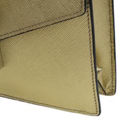 مملوكة مسبقًا Prada Gold Saffiano Leather Mini Flap Crossbody Bag